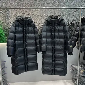 Black down jacket for women long over the knee